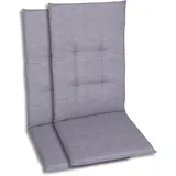 GO-DE Textil Bequeme und attraktive Polsterauflagen für Hochlehner-Gartenstühle (2er-Set, Uni grau, Hochlehner)