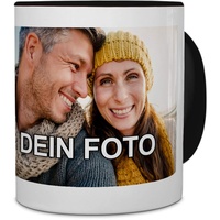 PhotoFancy® - Tasse mit Foto Bedrucken Lassen - Fototasse Personalisieren – Kaffeebecher zum selbst gestalten (Schwarz)