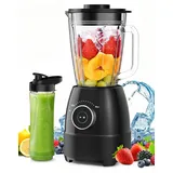 Mixer, Smoothie Maker, Standmixer, 1500 Watt Hochgeschwindigkeits Mixer Smoothie Maker mit 1,5L Glasbehälter, 600ml Flaschen BPA frei Tritan, einstellbare Geschwindigkeit für Smoothies, Mixen