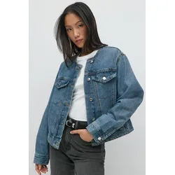 Gina Tricot - Collarless denim jacket - Denim jackets - Blau - XL - Dame - Blau - XL