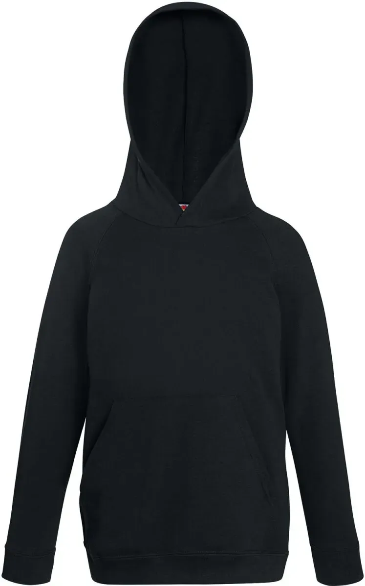 Fruit of the Loom Kinder Lightweight Hooded Sweat Kids Hoodie 62-009-0 black 152