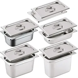 WAS Germany GN Behälter Set mit Deckel Gastronom 1/4, Chromnickelstahl 18/8, 10 tlg.