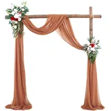 ZJILIXIA Querbehang 70 * 600cm,Hochzeitsbogen Tüll,Hochzeit Querbehang Freihanddeko,Hochzeitsbogen Vorhang Deko,Weiches Polyestergewebe Hochzeit Vorhang,Für Party, Fotografie,Hochzeit (Braun)