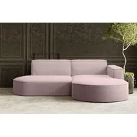 Kaiser Möbel, Ecksofa, Schlafsofa, Sofa Modena Studio Parma, Modern Design Couch, Polsterecke, Freistehend Sofa Wohnzimmer -Stoff Dicker Cord Poso Rosa Rechts