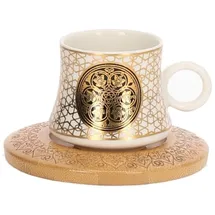 COFI 1453 6er Set Espressotassen mit Untertasse und Tablett Ständer Mokkaservice Motiv 10