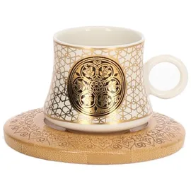 COFI 1453 6er Set Espressotassen mit Untertasse und Tablett Ständer Mokkaservice Motiv 10