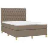 vidaXL Boxspringbett mit Matratze & LED Taupe 140x200 cm Stoff