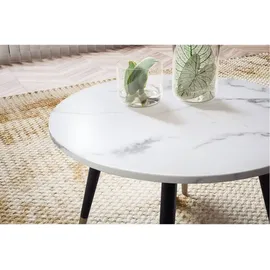 Wohnling Couchtisch Weiß MDF rund 60 x 41 cm