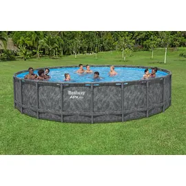 BESTWAY APX365TM Frame Pool-Set Ø 671 x 132 cm inkl. Sandfilteranlage, Abdeckplane und Poolleiter