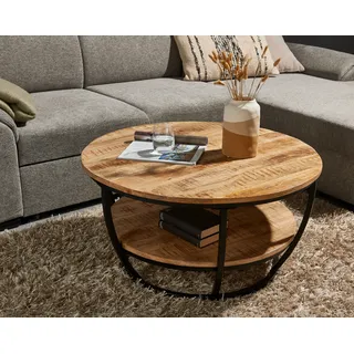 Stolkom Couchtisch »Jambi, TOPSELLER", (Couchtisch), rund Massivholz mit Ablage, gelb