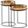 KADIMA DESIGN Beistelltisch 2er Set Metall Hammerschlag Abnehmbares Tablett, Gold 38x38x45 cm