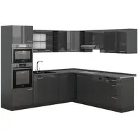 Vicco Winkelküche R-Line L-Form 237 x 247 cm Anthrazit Hochglanz