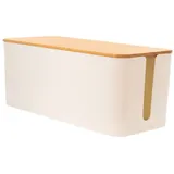 Intirilife Kabelbox mit Bambusdeckel in Weiß - Gr.: onesize