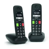 Gigaset E290 Duo Schnurloses Festnetztelefon mit großen Tasten, Seniorengeeignet, Display mit hoher Sichtbarkeit, Freisprecheinrichtung, kompatibel mit Kopfhörern, Schwarz