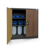 Jan Nowak Kleiner Aktenschrank C001B Büroschrank Metallschrank Aufbewahrungsschrank 2 Verstellbare Fachböden Pulverbeschichtet Abschließbar 92,5 cm x 90 cm x 40 cm (Anthrazit-Holzoptik)