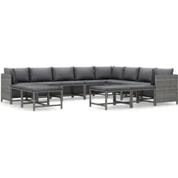 vidaXL 12-tlg. Garten-Lounge-Set mit Kissen Poly Rattan Grau