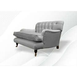 JVmoebel Chesterfield-Sessel, Chesterfield Sessel Fernseh Design Polster Sofa Couch Chesterfield Textil Neu grau