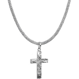 Kuzzoi Männerkette Kreuz Gehämmert 925 Silber Ketten Herren Zopfkette