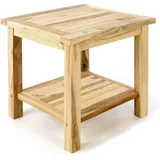 VCM Beistelltisch Blumenhocker Balkon Terrasse Teak-Holz natur 50x50cm