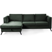CAVADORE Ecksofa Ole / Samt-Sofa in L-Form mit Schwenkrücken und großem Longchair / 261 x 88 x 172 / Samtoptik Grün
