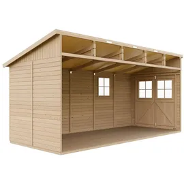 TIMBELA Anbau-Gartenhaus 4,93 x 2,03 m Beige