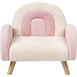 Beliani Kindersessel Regenbogen Ombo Bouclé 0 x 0 cm Holz rosa