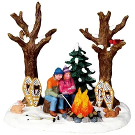 Aster Li Lemax - Staying Warm - Beleuchtetes Lagerfeuer - Batteriebetrieben & 4,5V Adapter - Weihnachtsdorf Zubehör