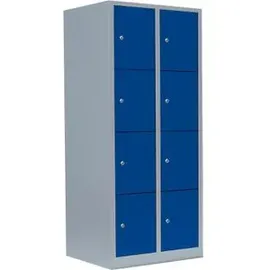 Classix Schließfachschrank Stahl 80,0 x 50,0 x 180,0 cm blau/lichtgrau 8 Fächer abschließbar