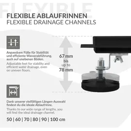 luxebath Duschrinne 90 cm 2in1, befliesbar, extra flach, Edelstahl, Schwarz,