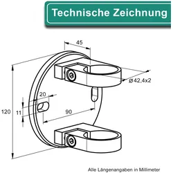 PRIOstahl Wandanker für Rundrohre Ø 42,4mm Pfostenhalter Rohrhalter Geländer aus Edelstahl V2A
