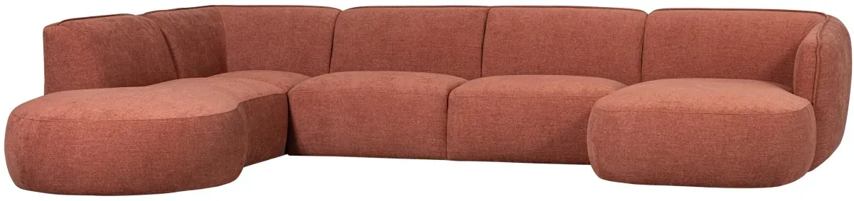 Sofa Polly U-Form Webstoff, modern und großzügig, links, Rosa, bequem für 5–6 Personen