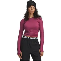 Under Armour Coldgear Textured Crew Langarm-t-shirt - Red / Metallic Silver - L