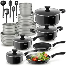 Tectake Topf-Set 39-tlg. Geschirrset aus Steingut