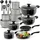 Tectake Topf-Set 39-tlg. Geschirrset aus Steingut