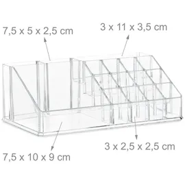 Relaxdays Make Up Organizer Acryl, 2-teilige Schminkaufbewahrung mit 4 Schubladen, Transparent