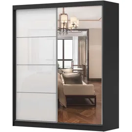 fabryka mebli idczak Schwebetürenschrank 183 x 218 x 61 cm Schwarz/Weiß