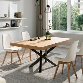 home collective Esstisch ausziehbar mit Metallgestell für 6 bis 8 Personen Holzoptik, robuste Tischplatte, 140-170 × 70 cm (LxB) | Braun