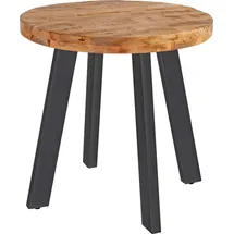 sam möbel gmbh Esszimmertisch rund 100 cm Mangoholz naturfarben schwarz Adelina - Hellbraun