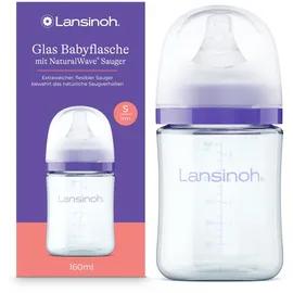 Lansinoh Glas Babyflasche mit NaturalWave Sauger Gr. S 160 ml
