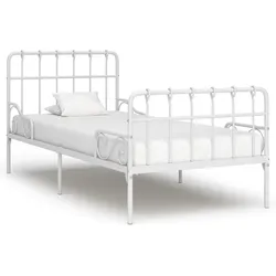 vidaXL Bettgestell mit Lattenrost Weiß Metall 90×200 cm