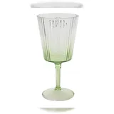 Decoris Weinglas 18cm Kunststoff - Weinkelch mit Rillen Trinkgeschirr Gläser Rotweinglas Weißweinglas Cocktailglas Aperitifglas Trinkglas Transparent Grün
