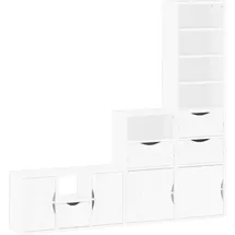 vidaXL Wohnwand mit Stauraum ODDA Weiß Massivholz Kiefer