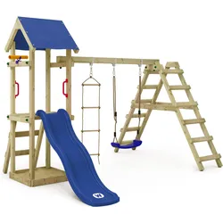 Spielturm Klettergerüst TinyLoft mit Schaukel & blauer Rutsche WICKEY EINHEITSGRÖSSE