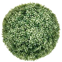 Mendler Künstlicher Busch HWC-L77, Buchskugel Dekopflanze Buchsbaumkugel Kunstpflanze Buxus, Outdoor Ø 55cm - weiß