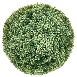 Mendler Künstlicher Busch HWC-L77, Buchskugel Dekopflanze Buchsbaumkugel Kunstpflanze Buxus, Outdoor Ø 55cm - weiß