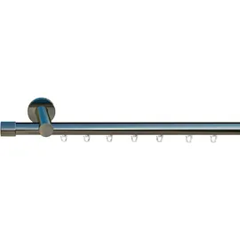 INDEKO Gardinenstange INDEKO "Consul", silber (chrom, glanz), L:130cm Ø:20mm, Aluminium, Gardinenstangen, Innenlauf Komplett-Set inkl. Gleitern und Montagematerial