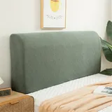 FANSU Bett Kopfteil Bezug Hussen, Polarfleece Staubdicht Bettkopfteil Hussen Elastische Dehnbare All-Inclusive Staubdichte Abdeckung für Schlafzimmer Bett Dekor (Grün,220cm)