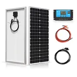 WUZECK 50W Monokristallines Solarpanel kit 19.8V Solarmodul Off-Grid System mit 10A 12V/24V Solar-Laderegler für 12 V Batterien, Wohnmobil,Wohnwagen,Haushalt(50W)