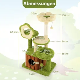 Costway Kratzbaum 55 x 40 x 100 cm grün-braun