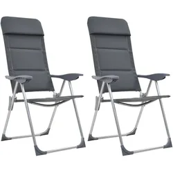 2er Set Graue Campingstühle, 58 x 69 x 111 cm, Aluminium – Vielseitig und Verstellbar